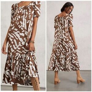 Anthropologie Maeve Lisabetta Square Neck Maxi Dress Short Sleeve Plus Size 1X